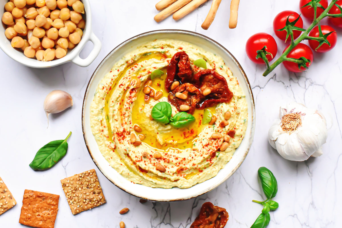 Houmous fêta et basilic