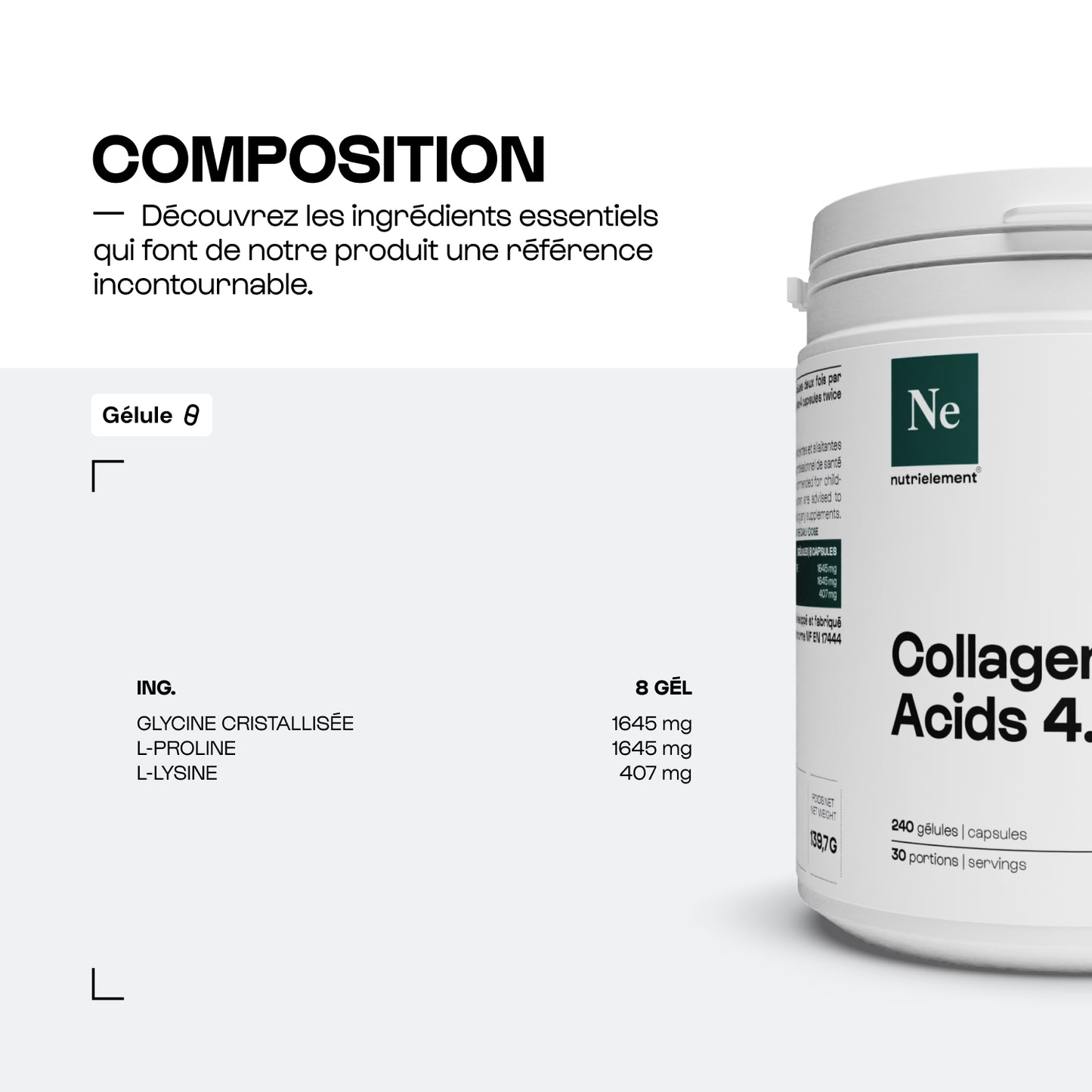 A amino acids of collagen 4.4.1 in capsules