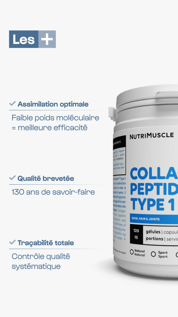 Collagène Peptide - Nutrimuscle - 400 gélules, 209 g