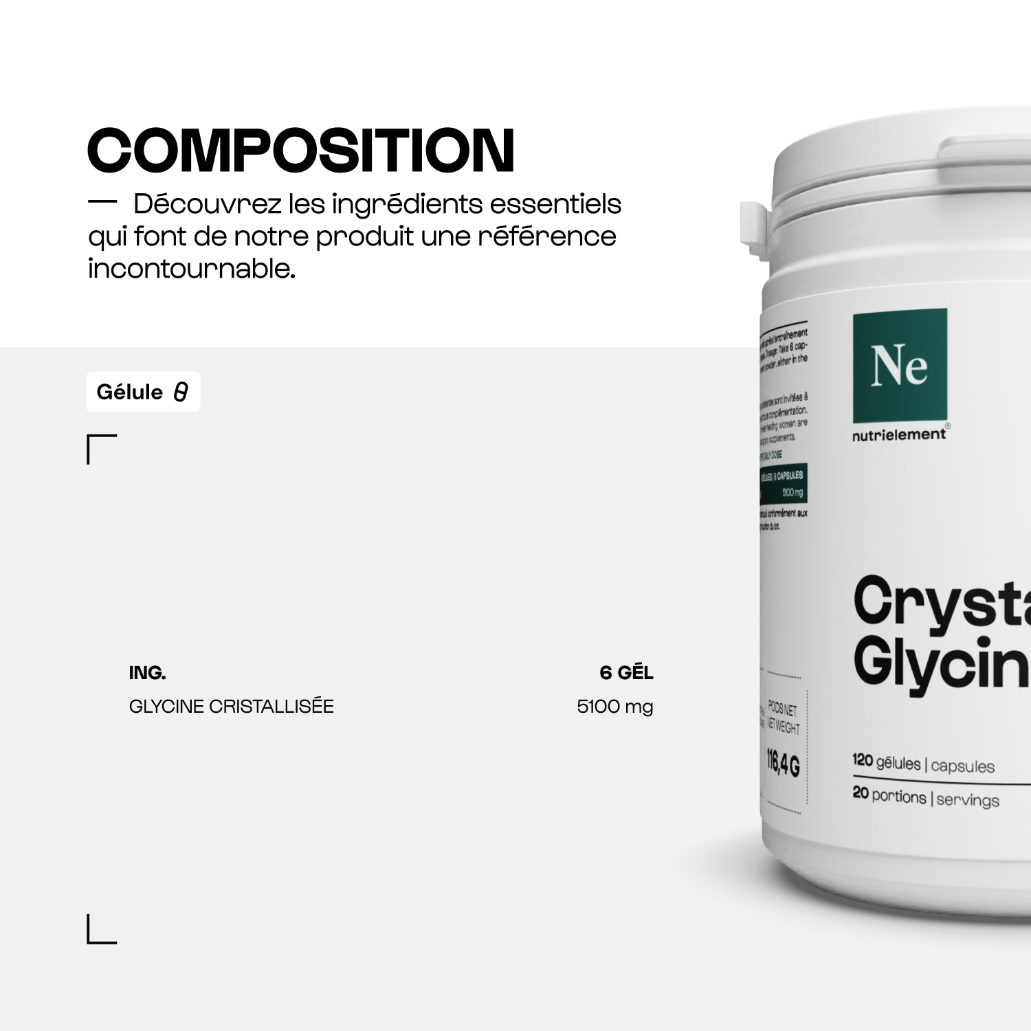 Crystallized glycine in capsules