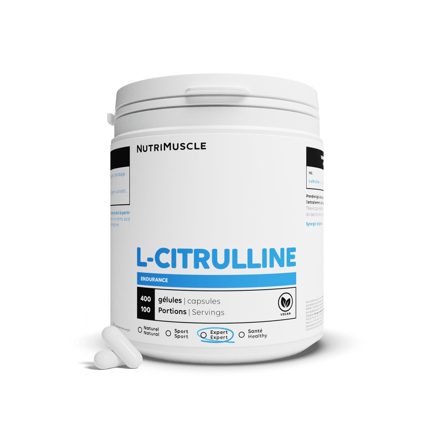 Nutrimuscle Acides aminés 400 gélules Citrulline (L-citrulline base) en gélules