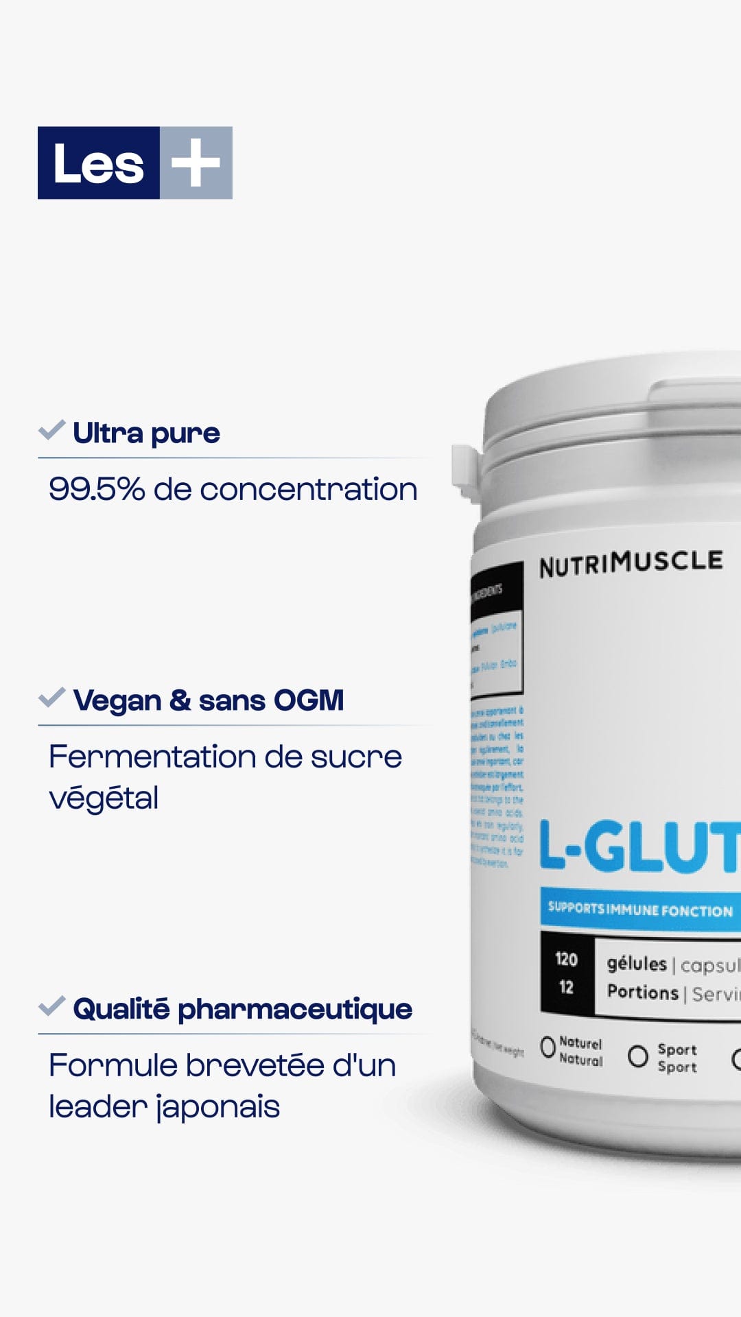 Nutrimuscle Acides aminés Glutamine (L-Glutamine) en gélules