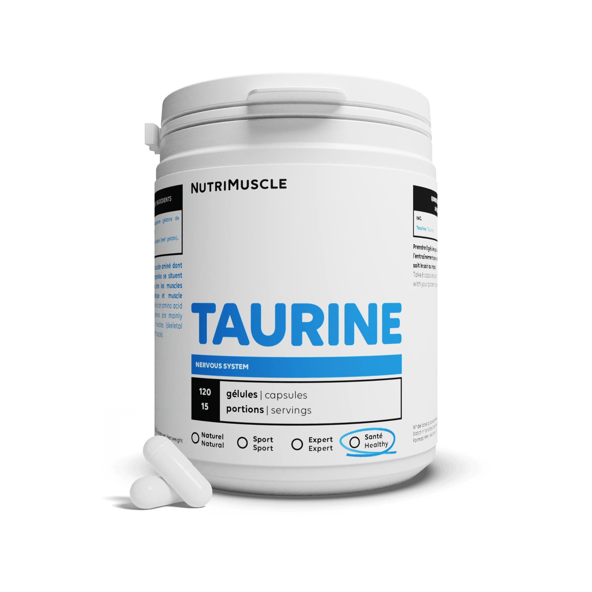 Nutrimuscle Acides aminés 120 gélules Taurine en gélules
