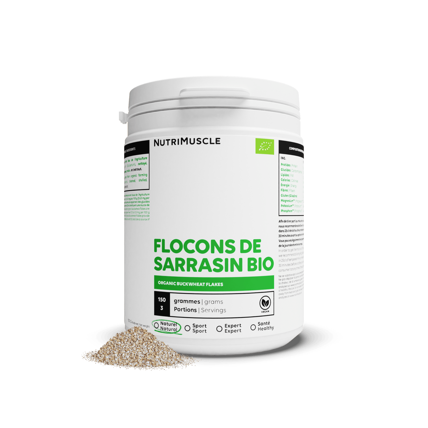 Nutrimuscle Glucides 150 g Flocons de sarrasin biologiques