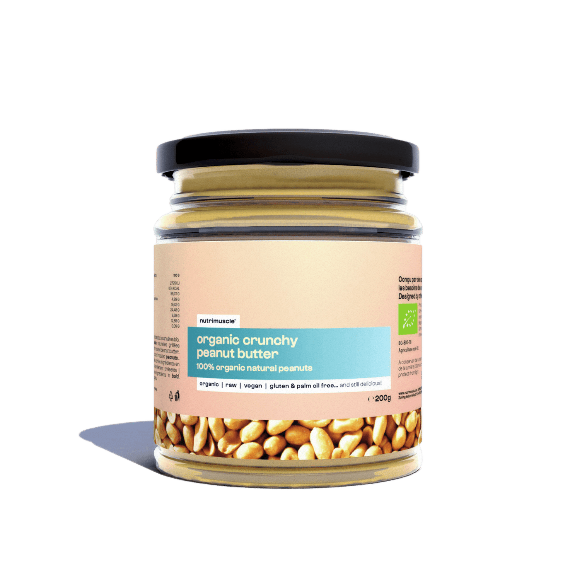 Nutrimuscle Nutriments Cacahuètes Crunchy / 200 g Beurre de cacahuètes complètes biologique