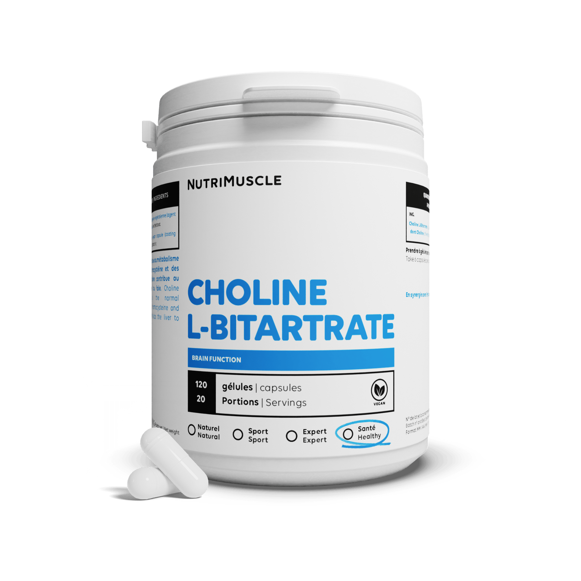Nutrimuscle Nutriments 120 gélules Choline L-Bitartrate en gélules