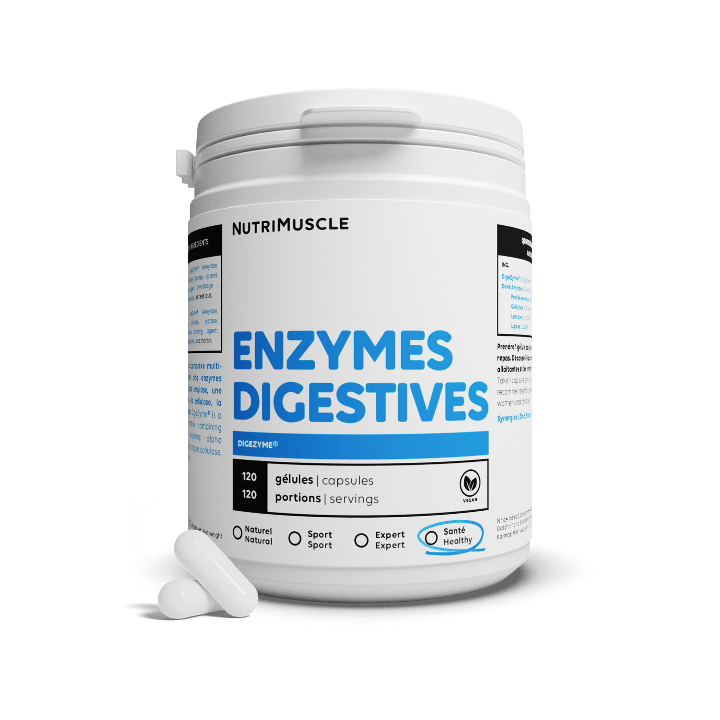 Nutrimuscle Nutriments 120 gélules Enzymes digestives (Digezyme®)