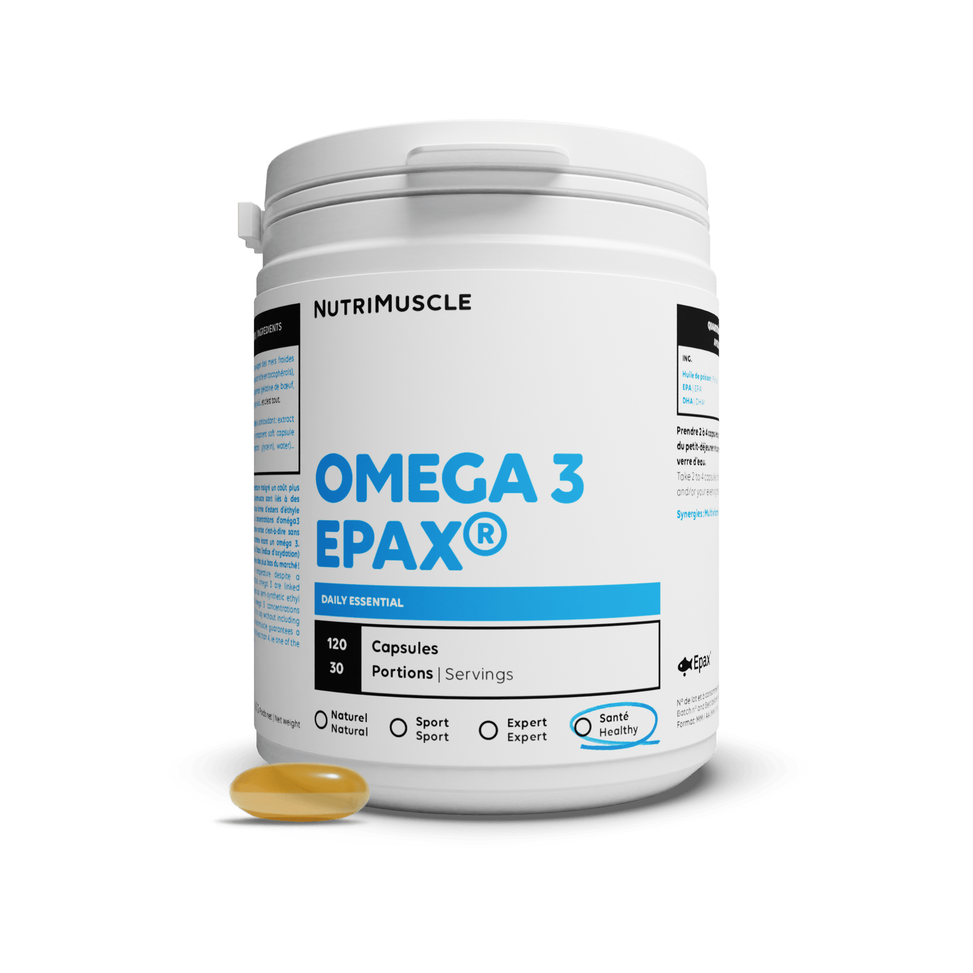 Nutrimuscle Nutriments 120 gélules Oméga 3 Epax®