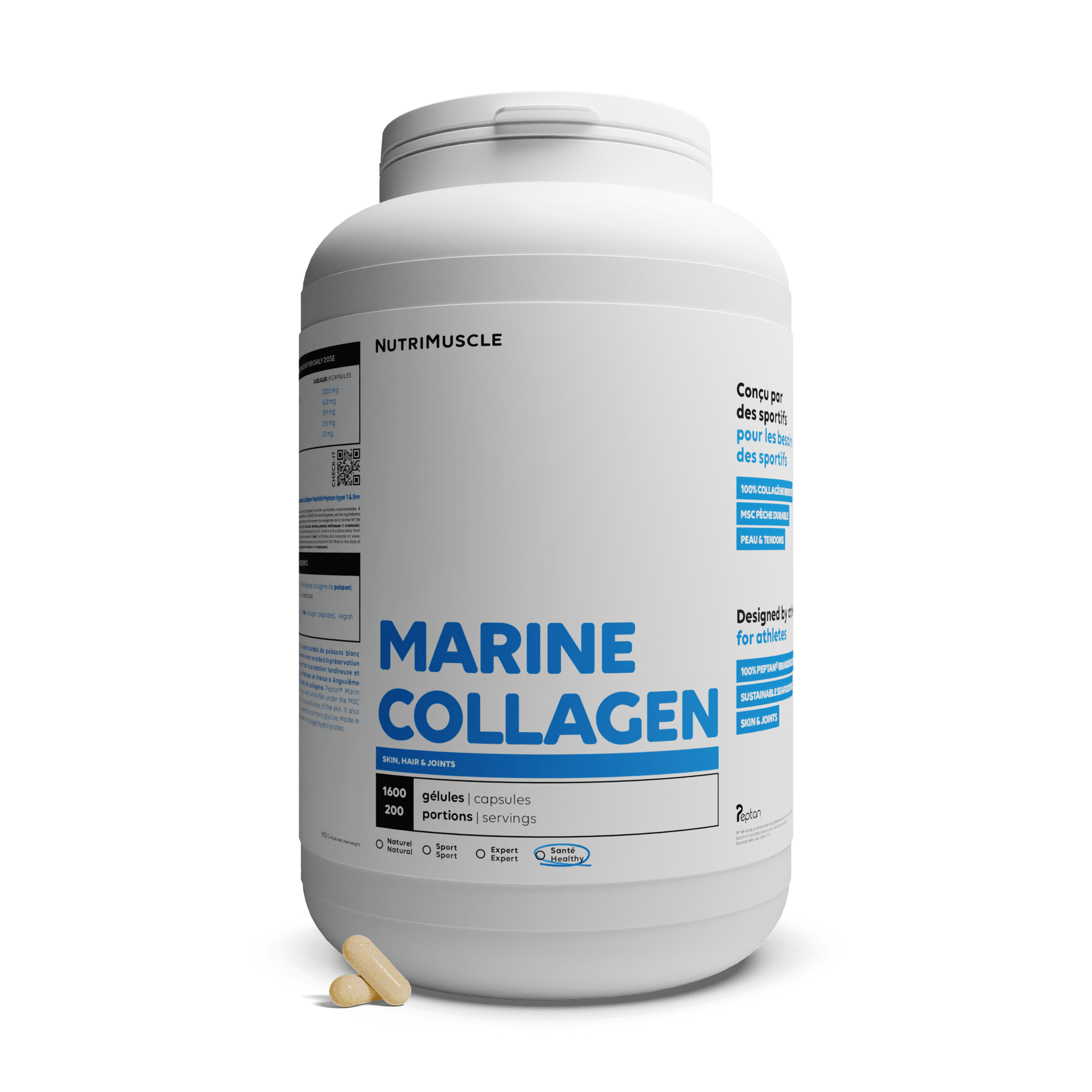 Nutrimuscle Protéines 1600 gélules Collagène Marin Peptan® 1 en gélules