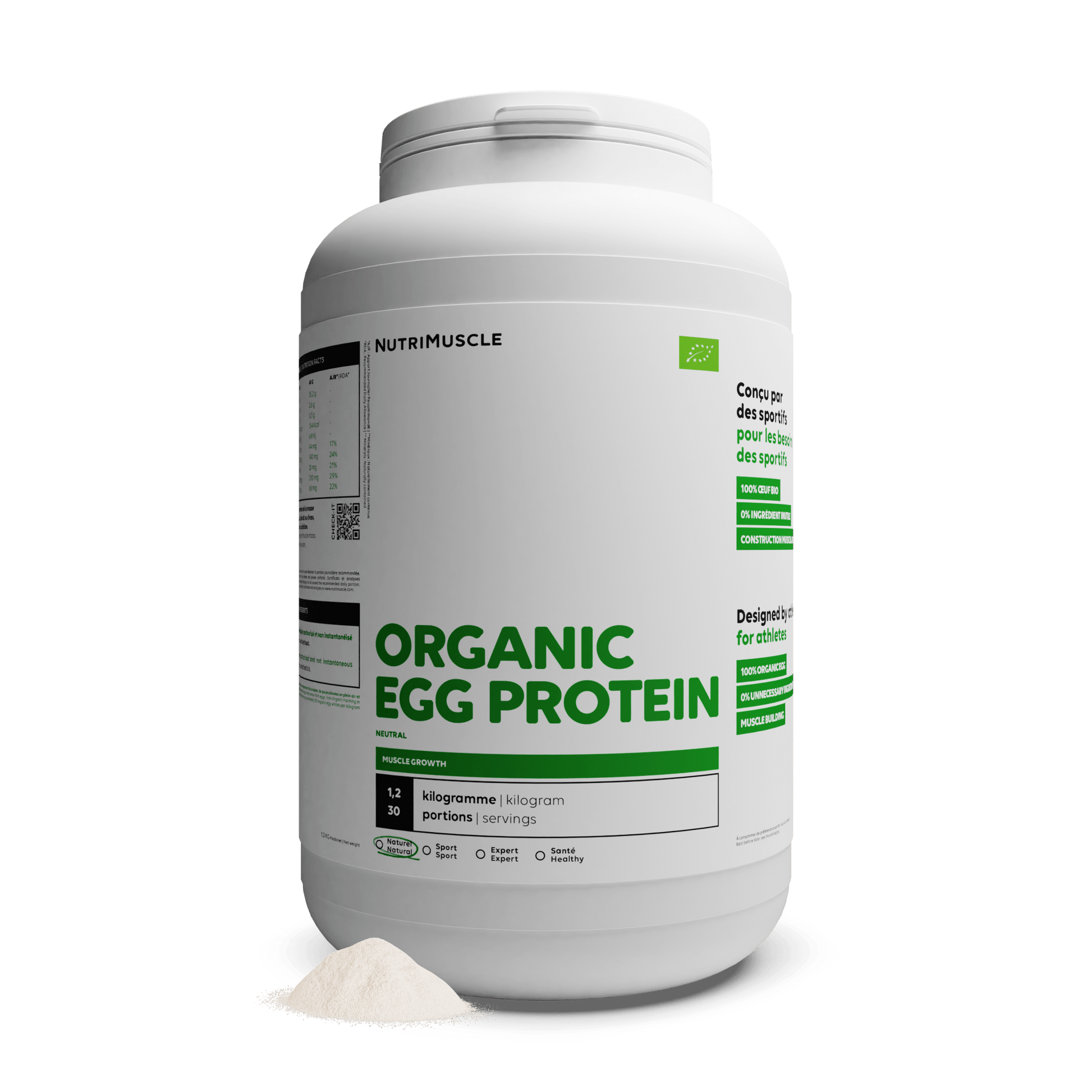 Nutrimuscle Protéines 1.20 kg Protéine d'oeuf en poudre biologique
