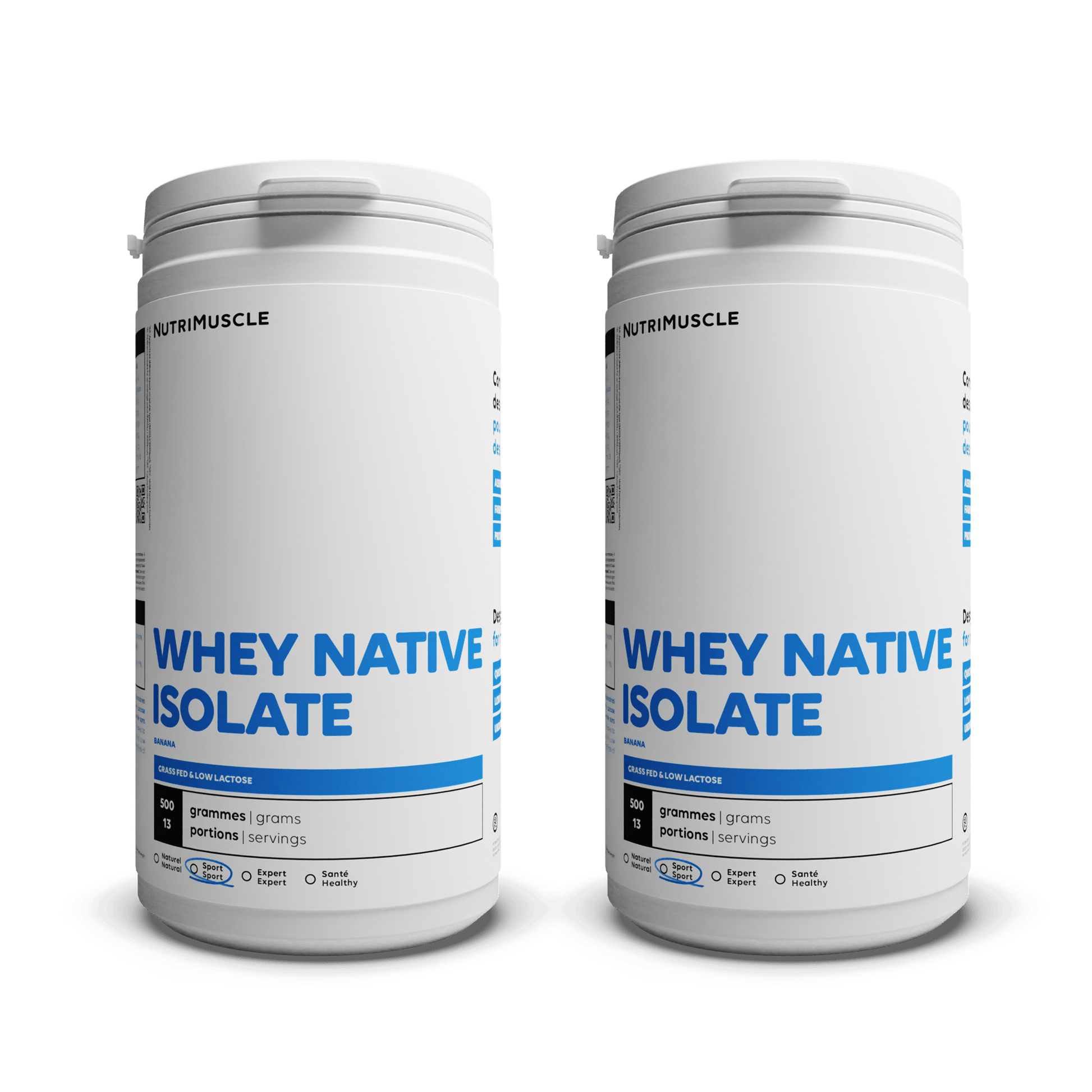 Nutrimuscle Protéines Banane / 1.00 kg Whey Native Isolate (Low lactose)