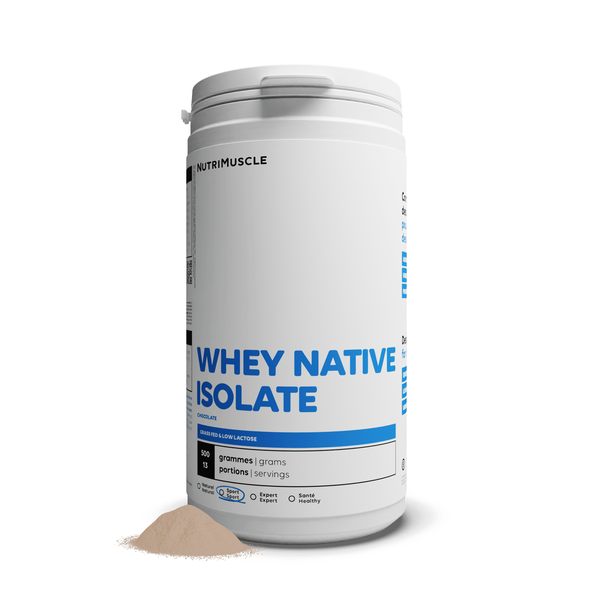 Nutrimuscle Protéines Chocolat / 500 g Whey Native Isolate (Low lactose)