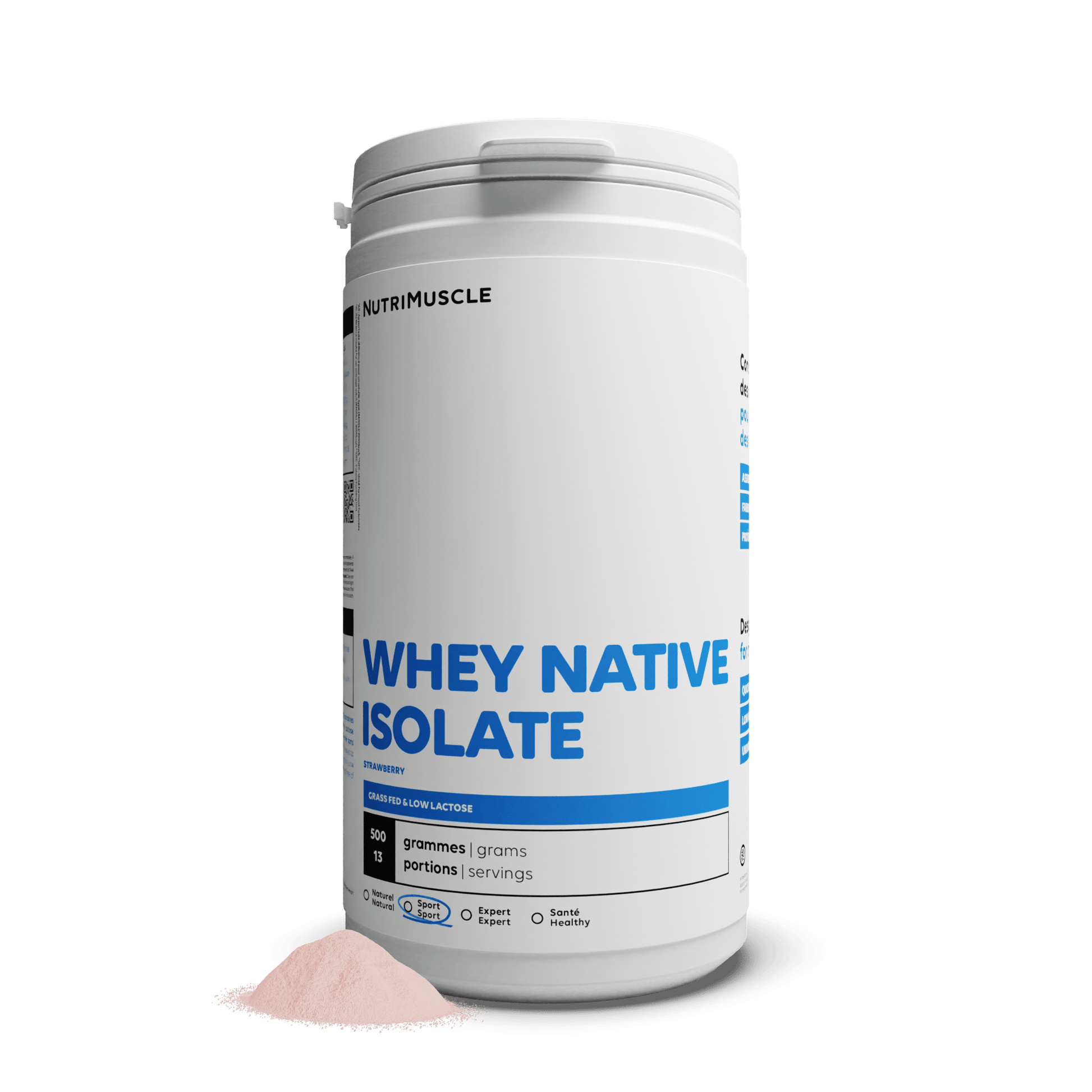 Nutrimuscle Protéines Fraise / 500 g Whey Native Isolate (Low lactose)