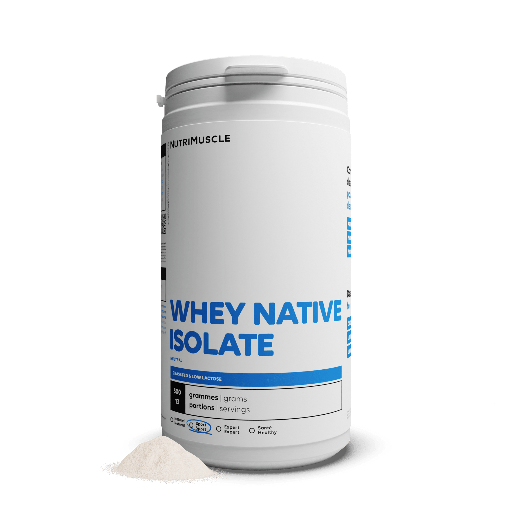 Nutrimuscle Protéines Nature / 500 g Whey Native Isolate (Low lactose)