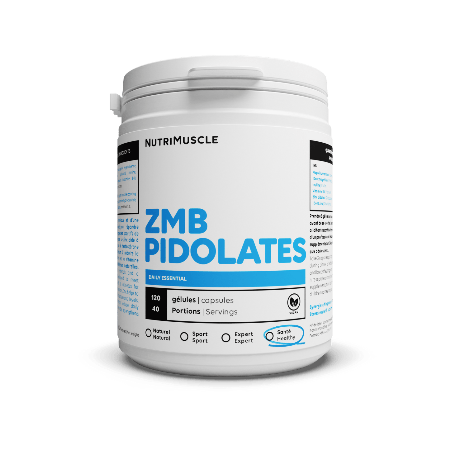 Nutrimuscle Vitamines et Minéraux Gélules / 120 gélules ZMB Pidolates